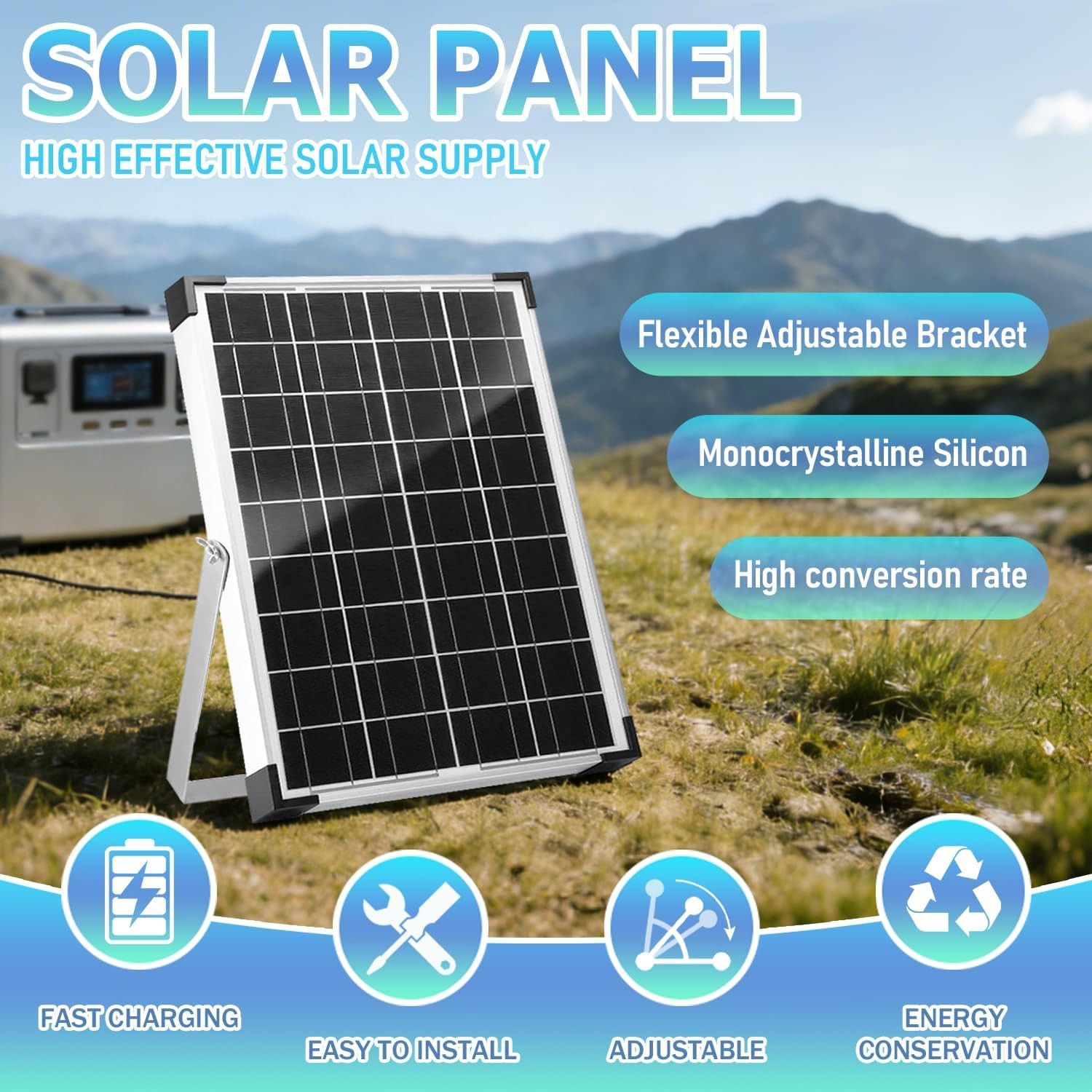 20 Watts Solar Panel Kit 100A 18V Battery Charger w/ Controller Caravan Boat RV