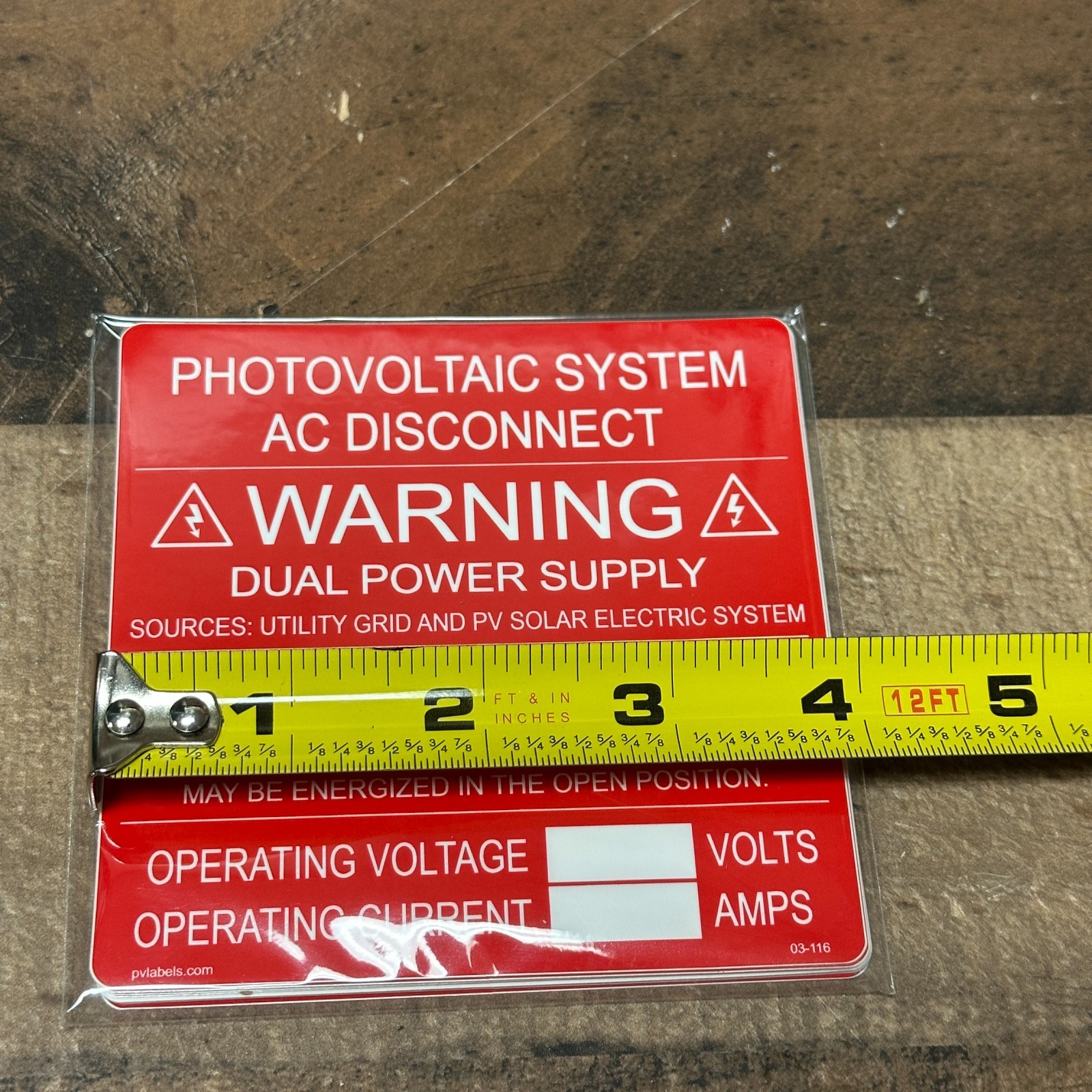4″ x 4″ Photovoltaic System AC Disconnect Power Warning Label 03-116 Pack of 10