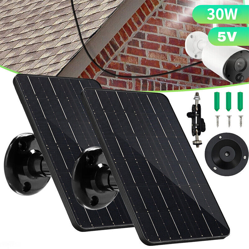 60W 30W 5V Solar Panel Camera Charger for Outdoor Cam Spotlight With Type-C Port