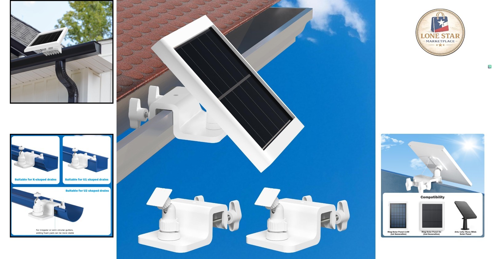 Universal Solar Panel Gutter Mount 360° Adjustable for Maximum Sunlight Exposure