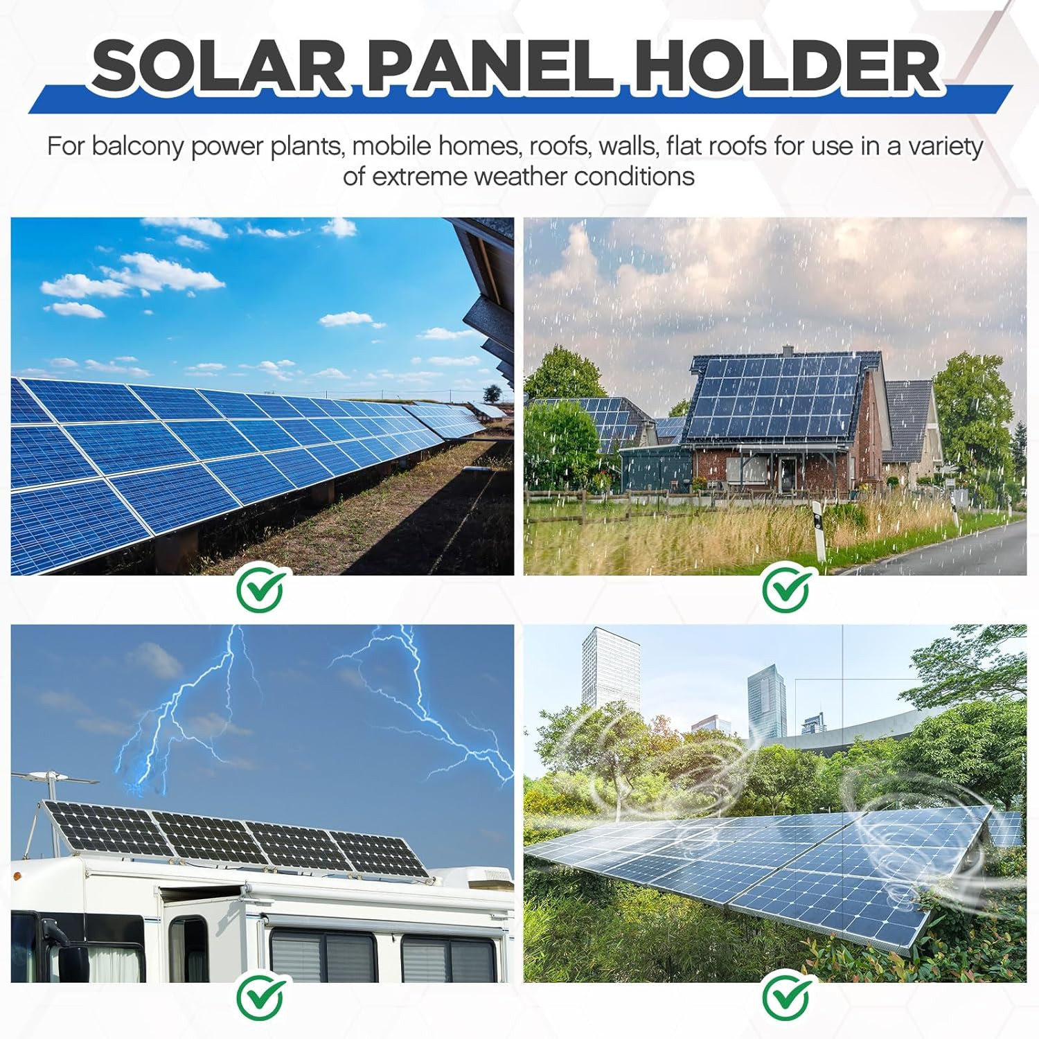 4 Pcs Adjustable Solar Panel Tilt Mount Brackets Aluminum Alloy Solar Panel Moun