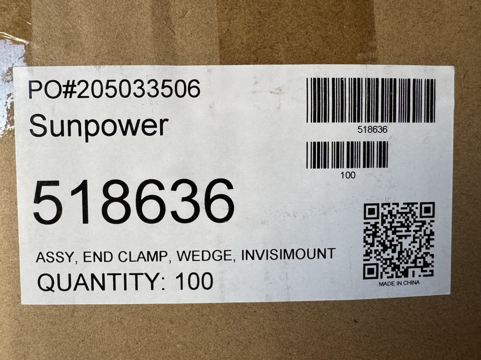 8pcs SunPower 518636 End Clamp, Wedge, InvisiMount, Two Boxes