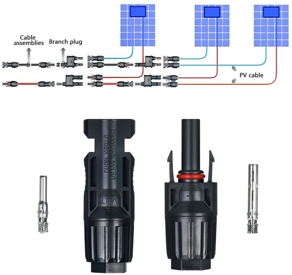 5 Pairs Solar Panel Cable Wire Connectors Adapter Male Female Kit Waterproof 30A