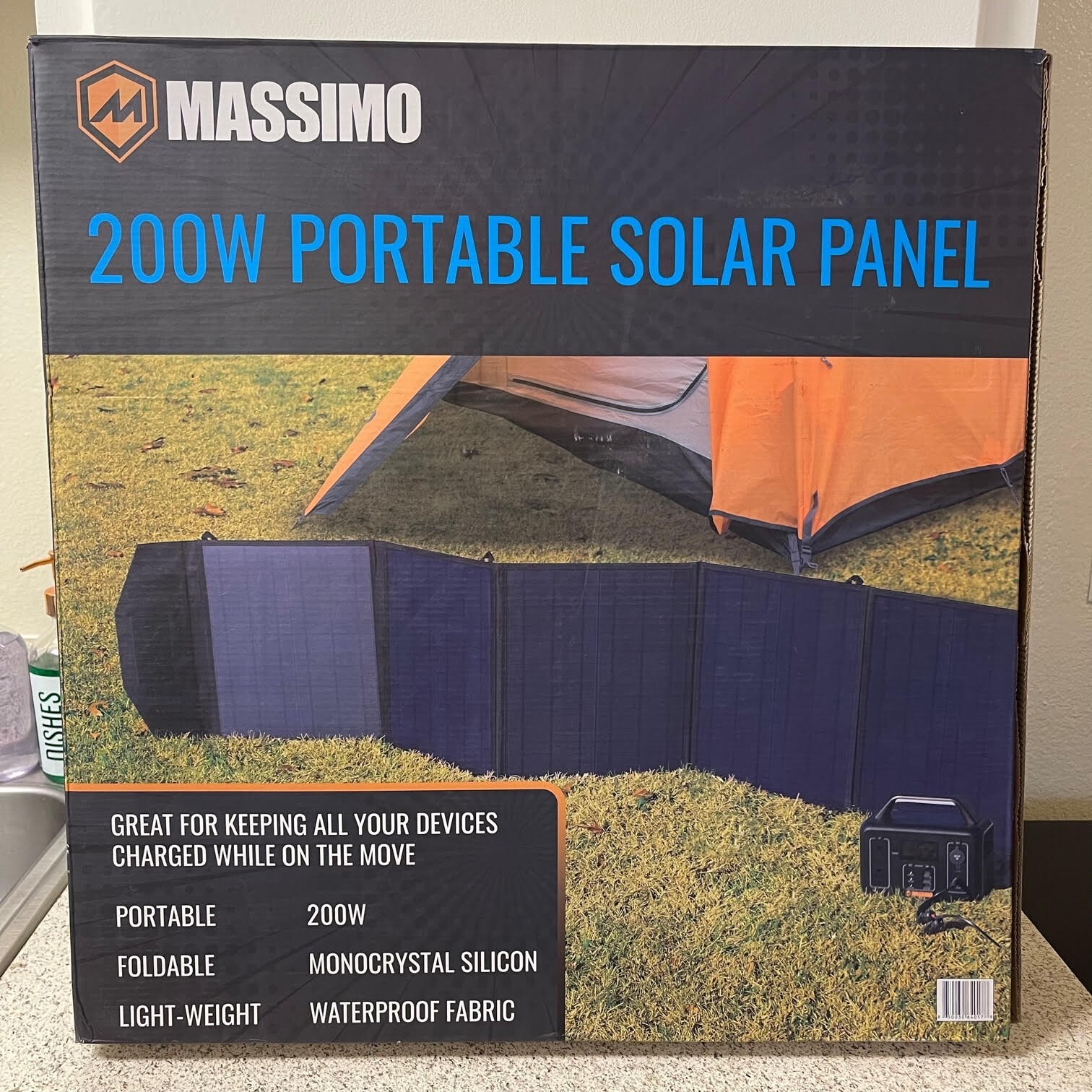 MASSIMO 200W Portable Solar Panel, Foldable, Waterproof Fabric, New (1197)