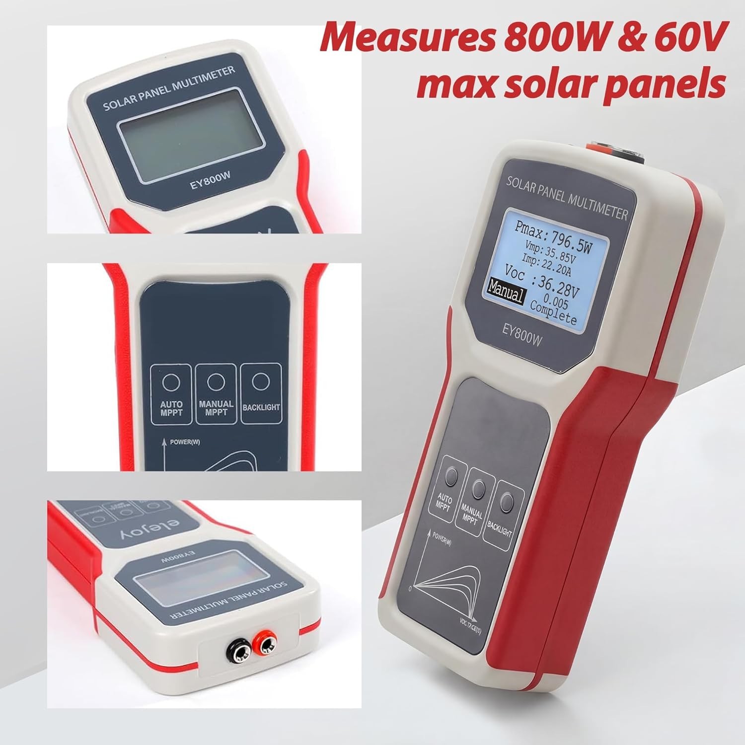 Professional Solar Panel Tester with Auto/Manual MPPT – Large LCD, 800W Max
