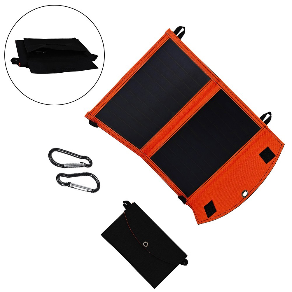 Efficient Outdoor Use 14W Solar Charger with Foldable Design and USB Outputs