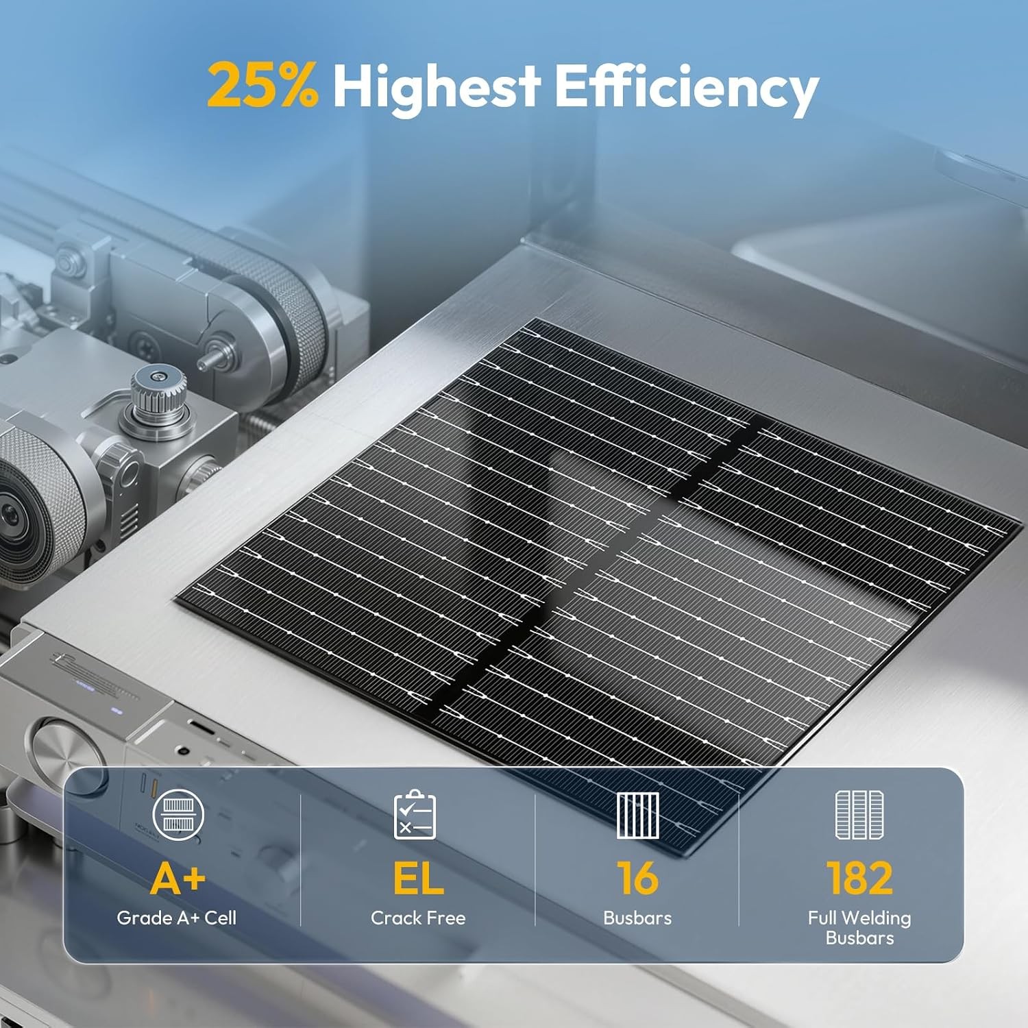 N-Type 425W Bifacial High Efficiency Solar Panel UL 61730 Certified 16BB 25%