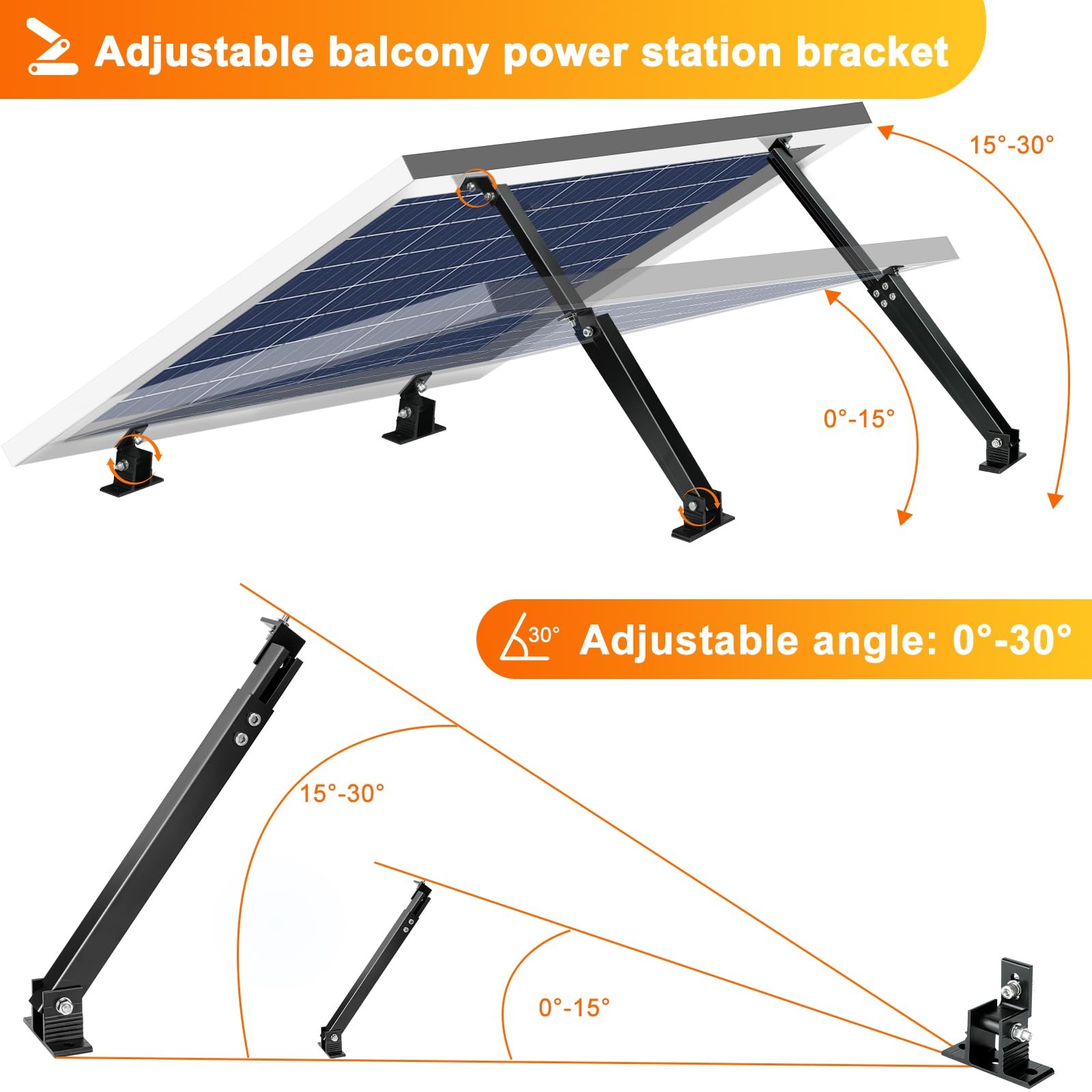 CARLKEMIAN Solar Panel Mount, Aluminum Alloy Adjustable Solar Panel Tilt Moun…