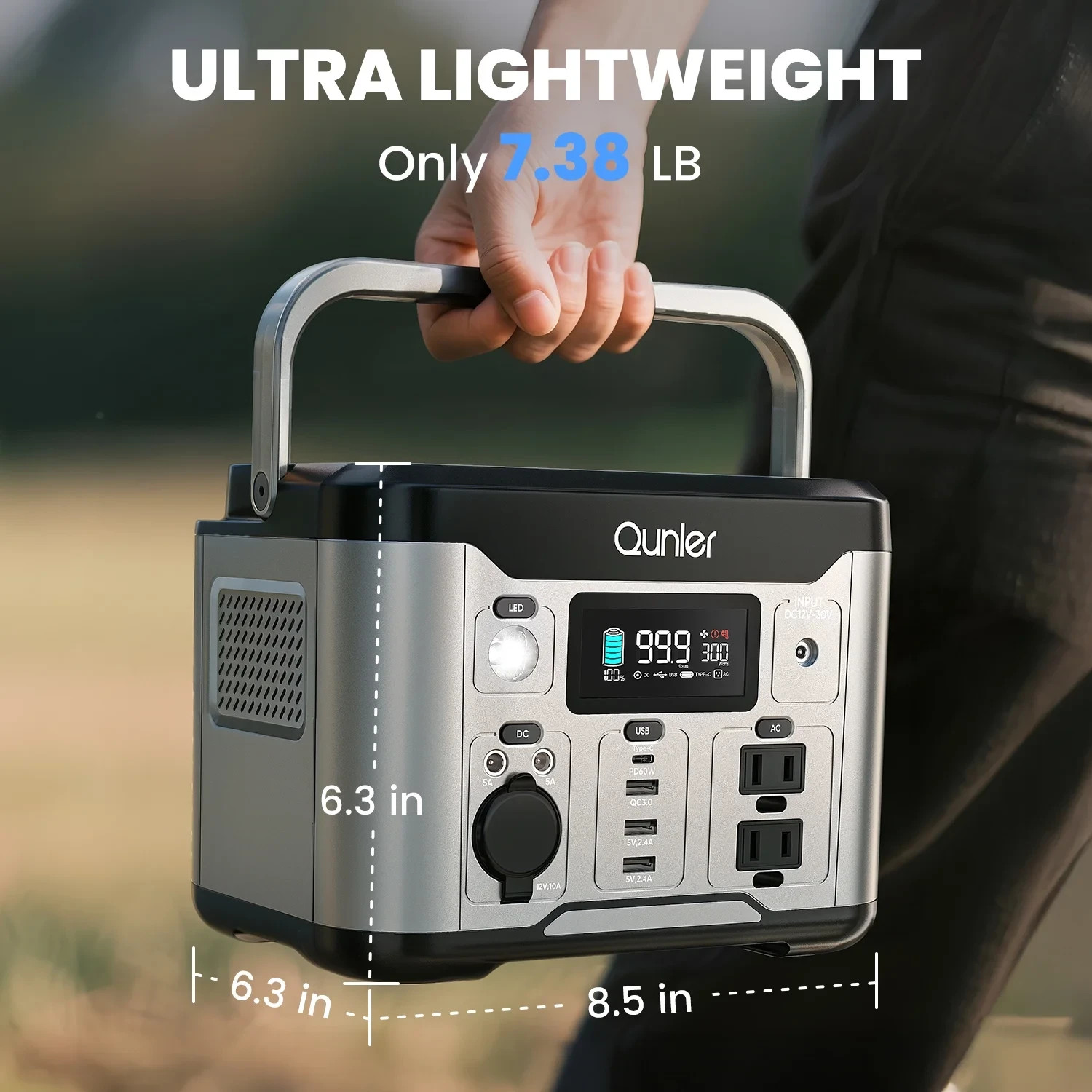 Portable Power Station 300W 296Wh Solar Generator 120V AC USB-C PD Outdoor