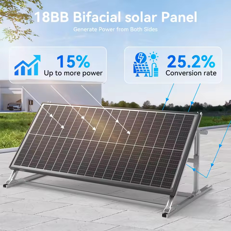 RVPOZWER 400W 12V Double Sided Solar Panels Monocrystalline 18BB Cells