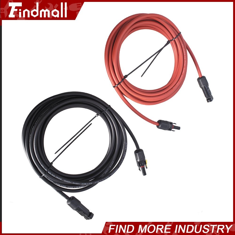 Findmall 1 Pair 6mm²/10AWG 20FT Solar Panel Extension Cable Wire Connector