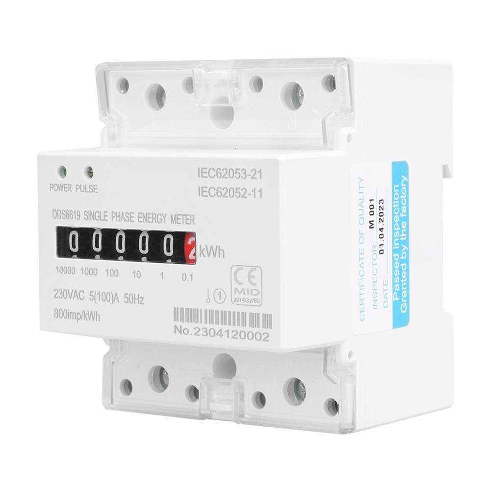 Electronic Energy Meter Single Phase 100A for Tracking Energy Usage Over Time