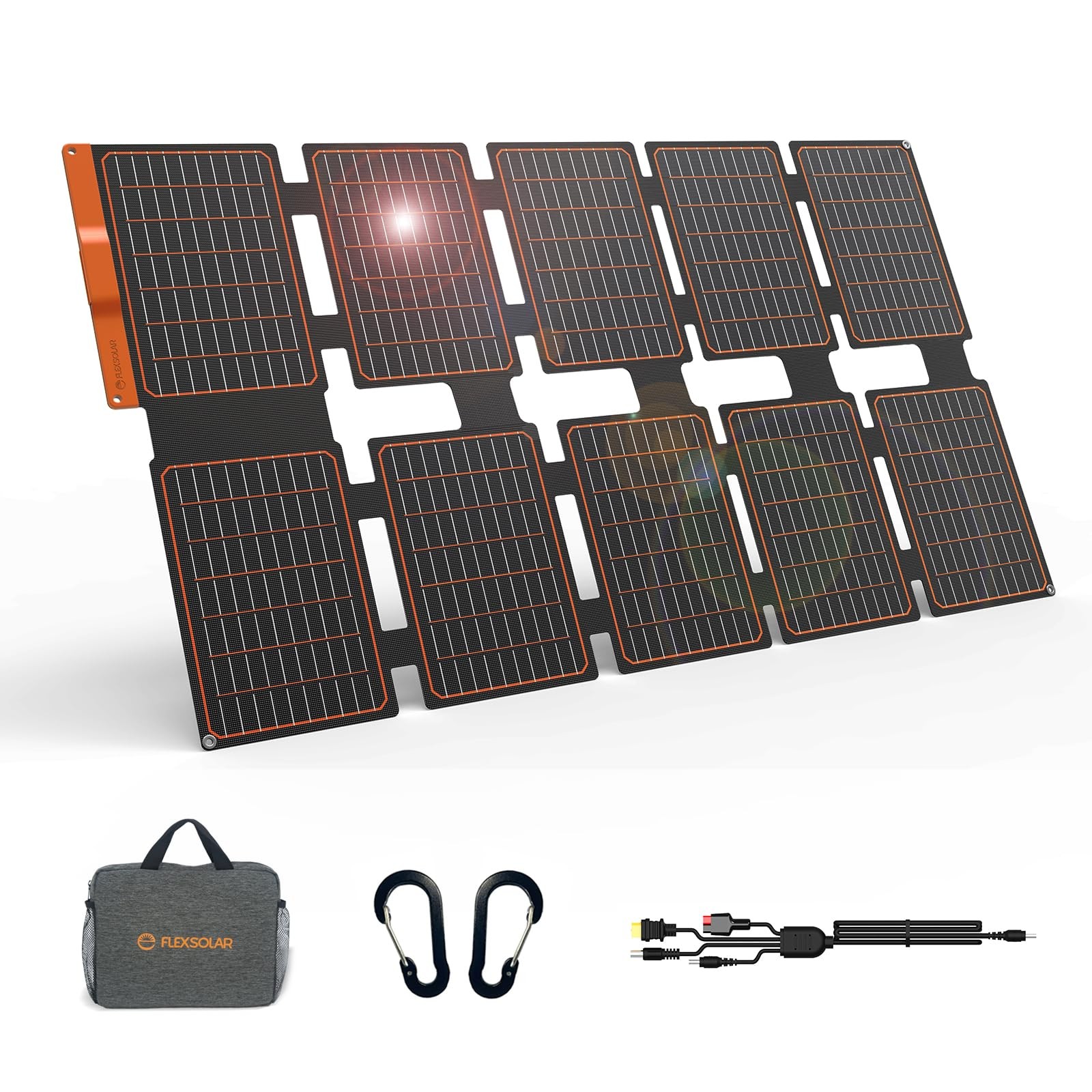 100W Portable Solar Panels Chargers with PD3.0 USB-C,QC3.0 USB-A and DC Outpu…