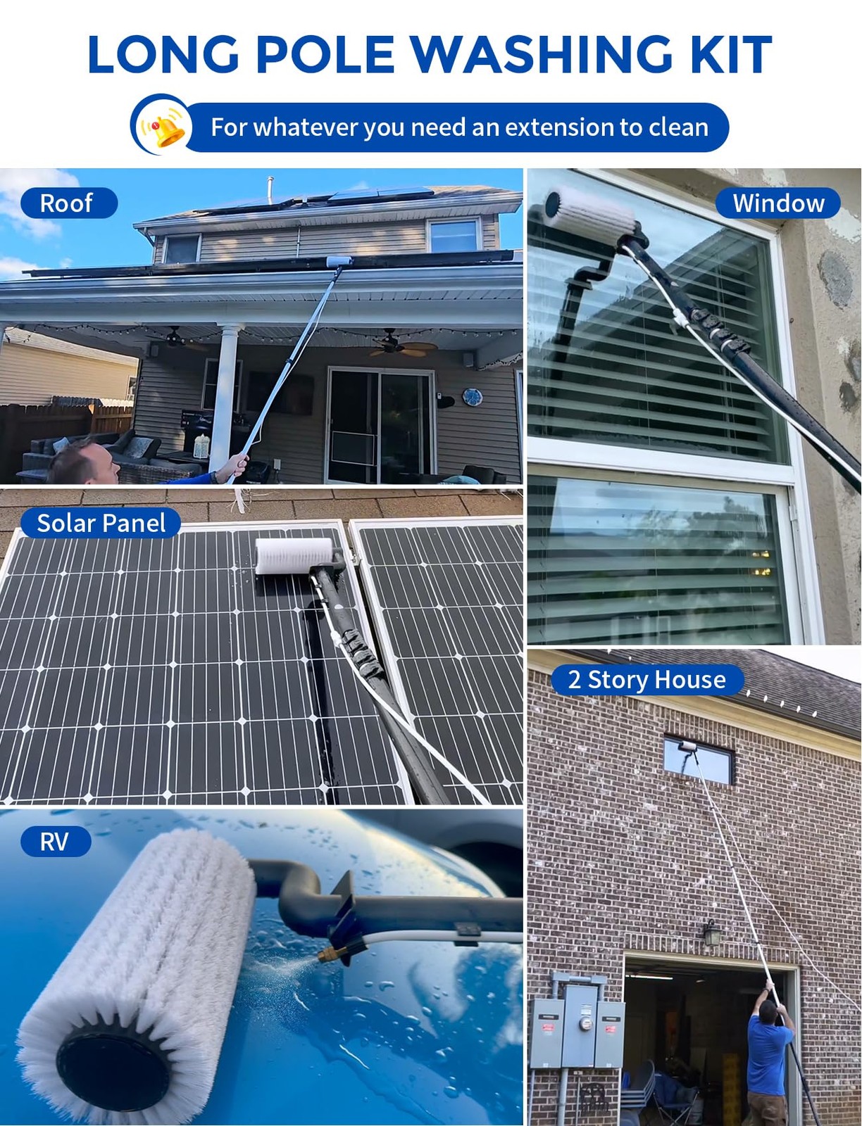 Solar Panel Cleaning Brush, Electric Solar Panel Cleaning Kit