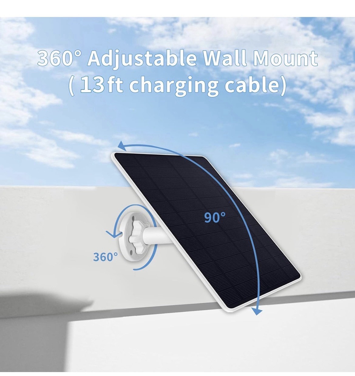 Cargador de panel solar para Arlo Essential 2K para exteriores