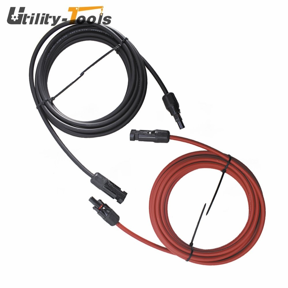 10AWG 15Feet High Quality Black + Red Solar Panel Extension Cable Wire Connector