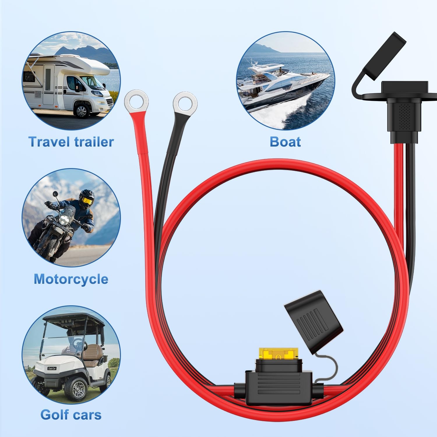 12AWG SAE Power Socket Sidewall Port to O Ring,SAE Connector Extension Cable …