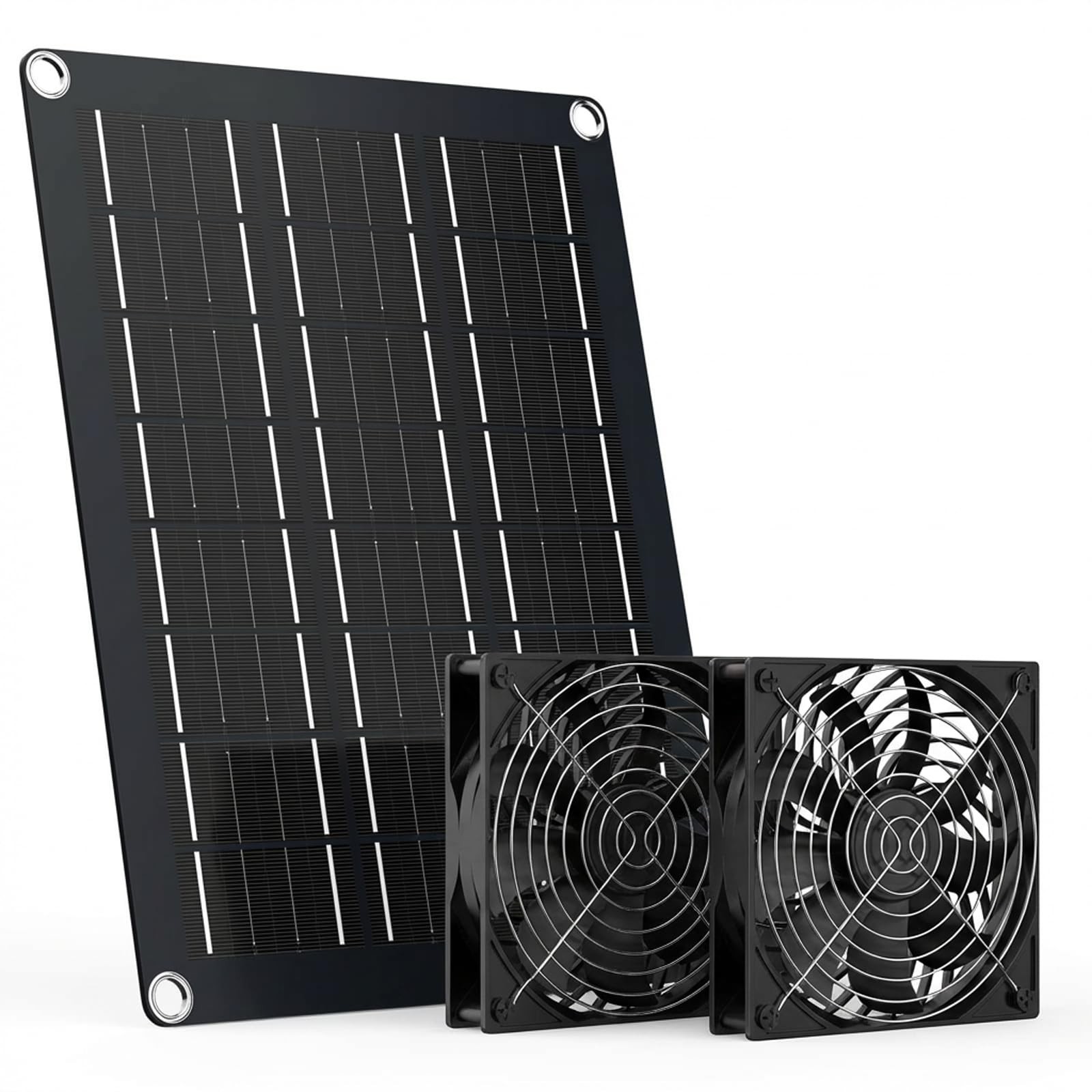 4.7″ Solar Powered Fan Kit – 15W Panel, 2 Waterproof Fans, 13ft Cable for Coops,