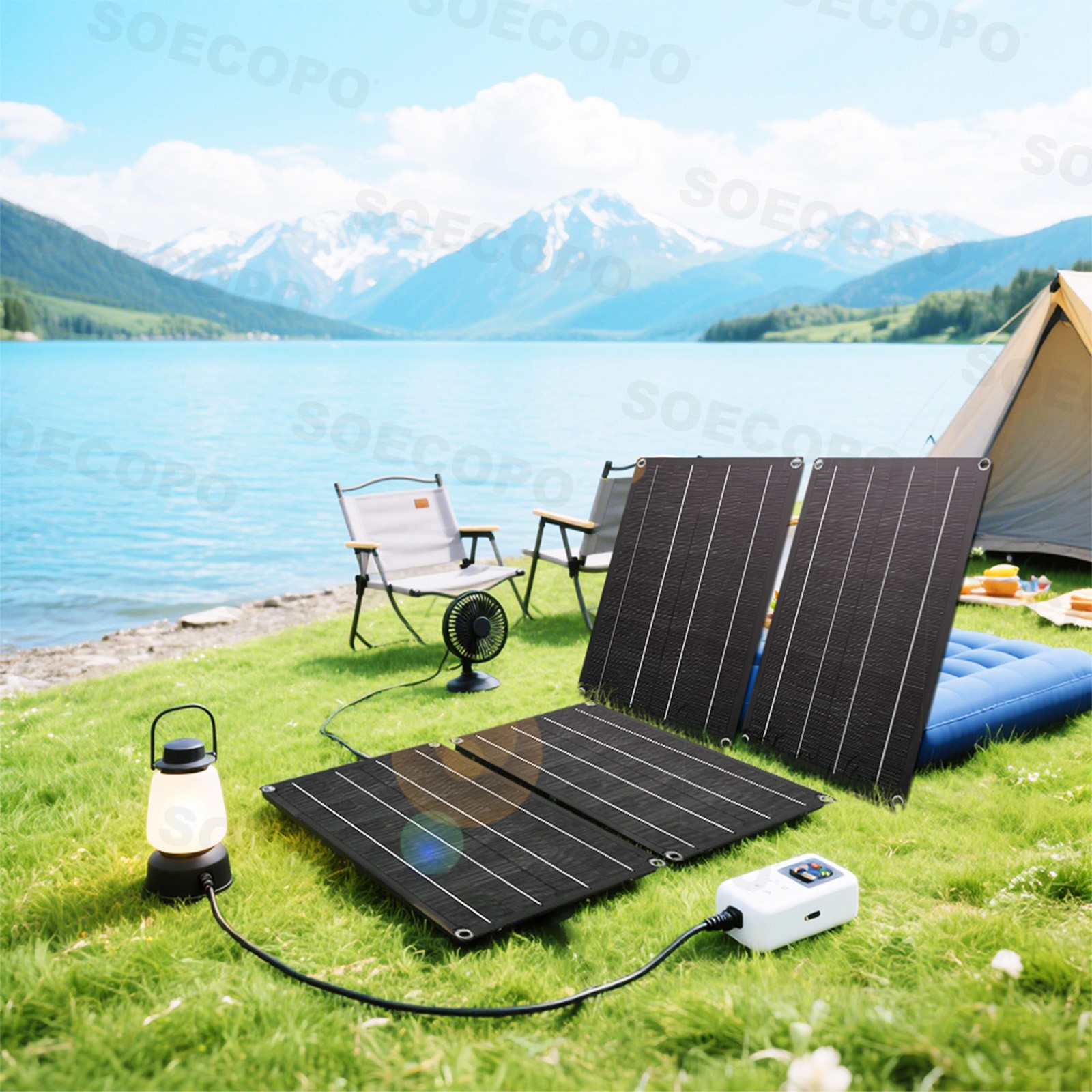 2400W 4-Panel Solar Kit – 100A Controller + Y-Cable/Suction Cups Home/OutdoorF9