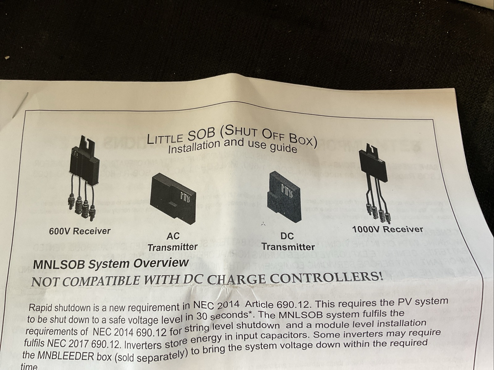 New In Box MidNite Solar Little SOB Shut Off Box Rapid Shutdown Receiver