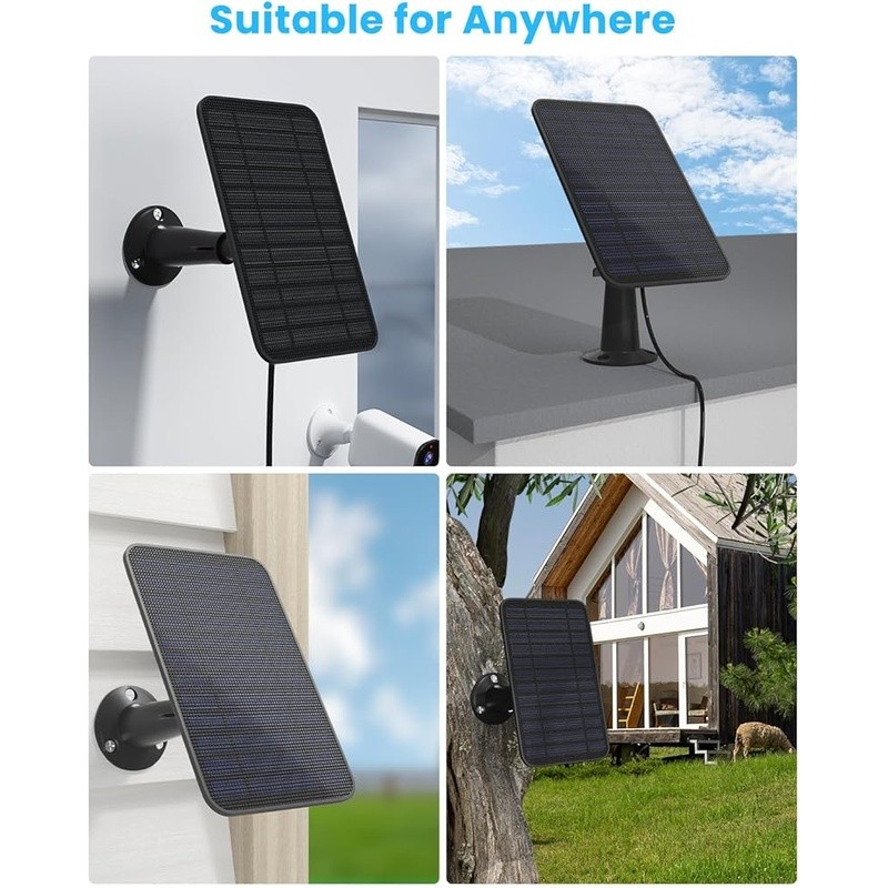 Solar Panel Charger 5W IP65 Waterproof 360 Adjustable Bracket 13ft Cable New