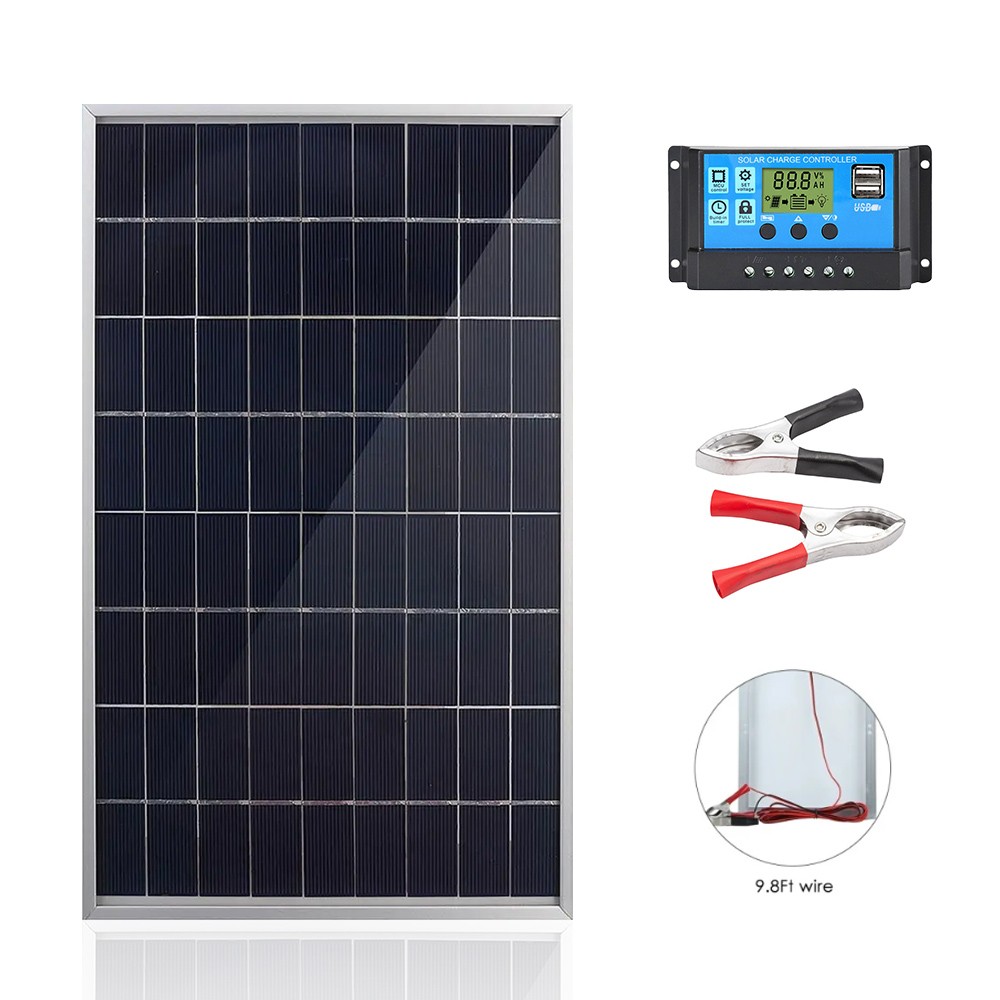10W Portable Solar Battery Charger & Maintainer 12V With 10A Controller RV Boat