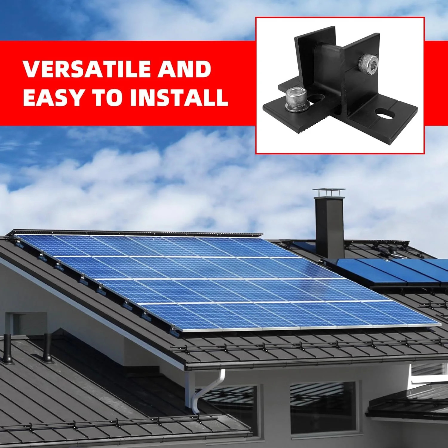 2 Pack Adjustable Solar Panel Tilt Mount Bracket Base, Tilt Angle 10-60 Flat Roo