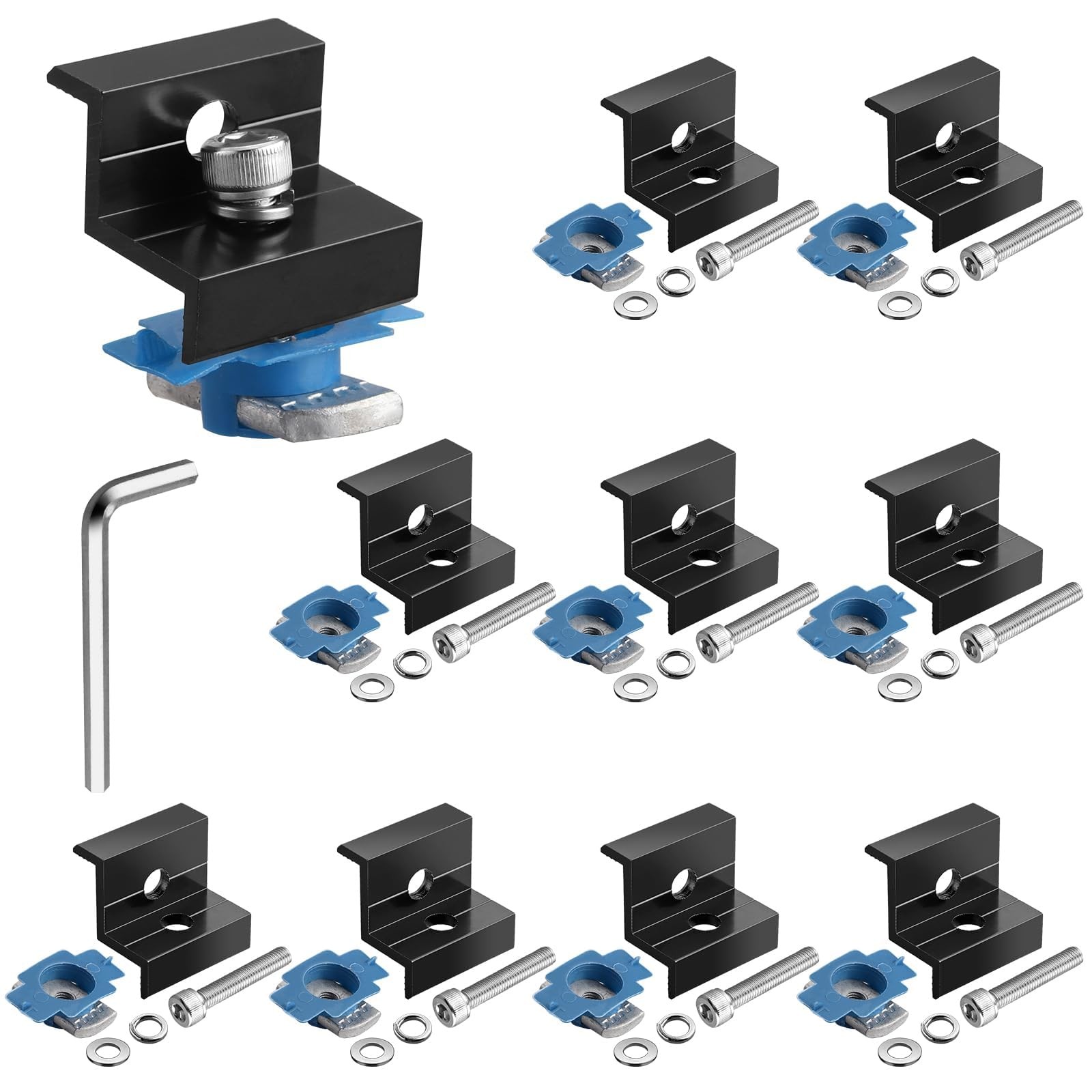 10pcs Solar Panel End Clamp for Standard Unistrut, Aluminum 30mm/35mm Solar P…