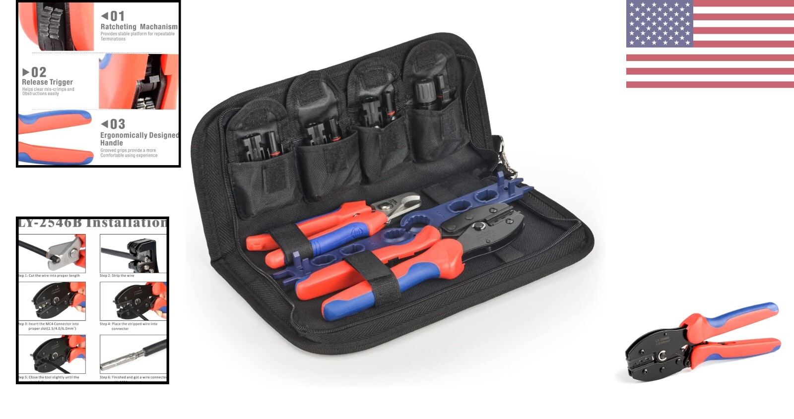 Complete Solar Crimping Tool Kit – Oxford Bag – Connectors – Cable Cutter