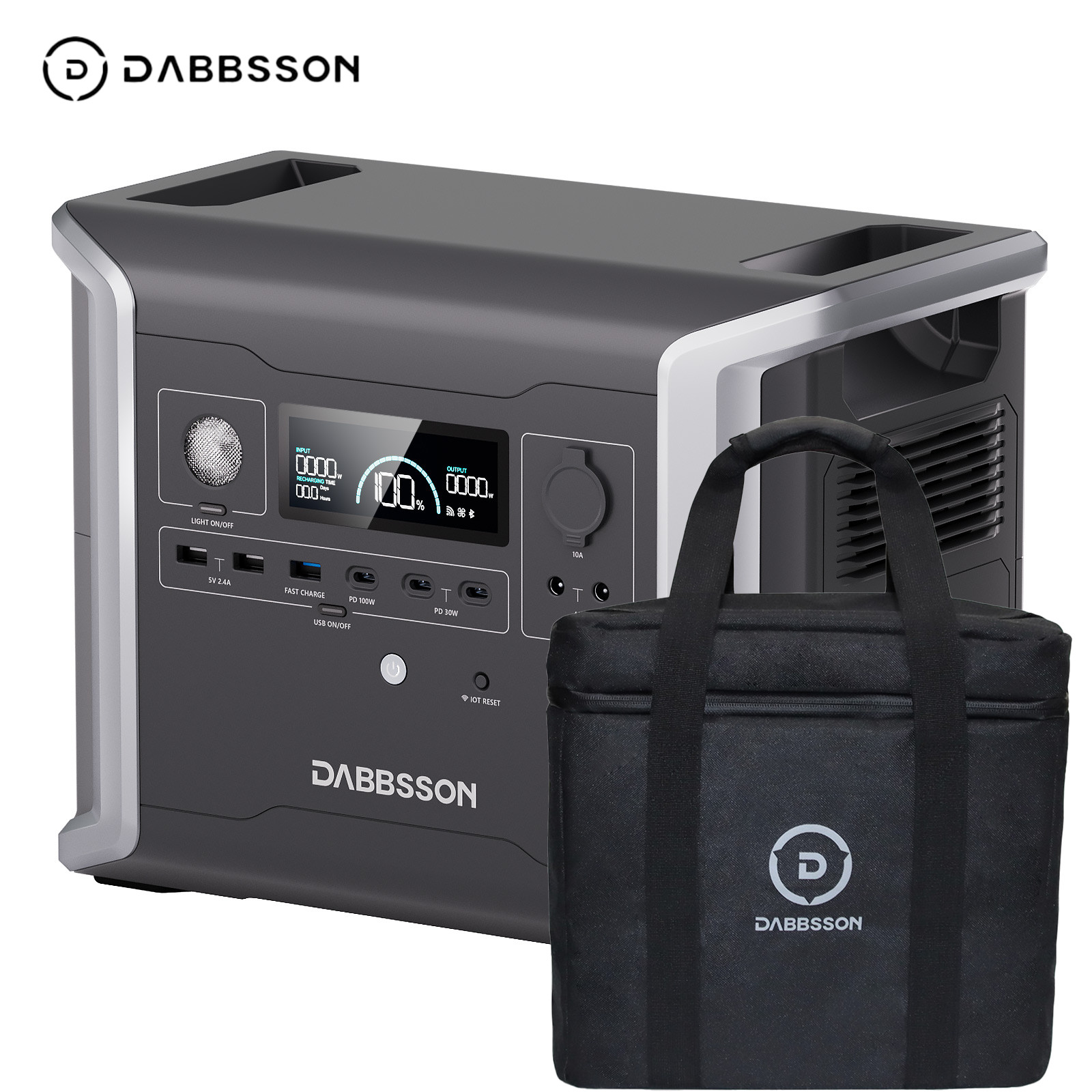 Dabbsson 1330Wh 1200W Portable Power Station LiFePO4 Solar Generator for Camping