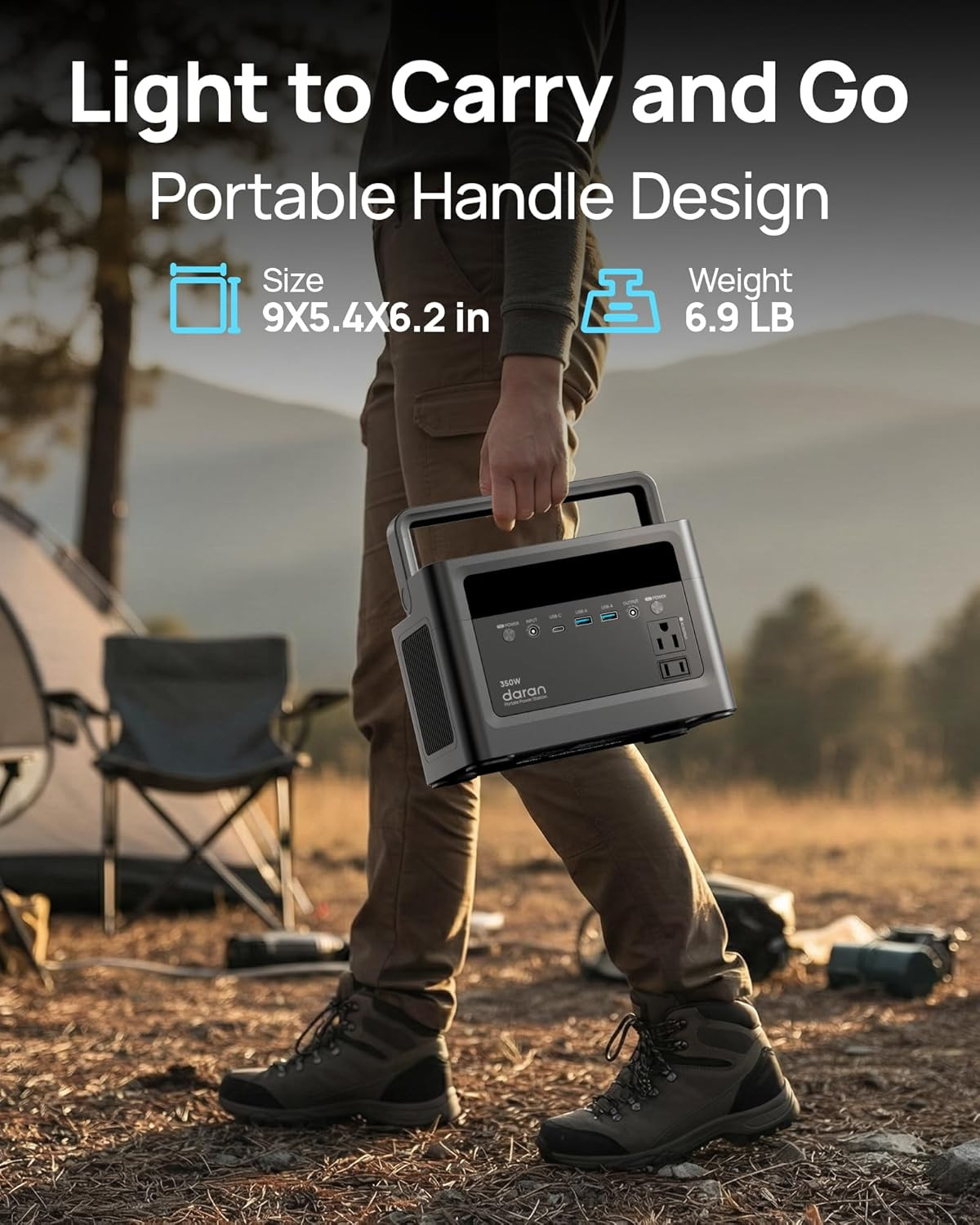 Portable Power Station 350W, 230.4Wh Power Bank Lifepo4 Battery 110V Pure Sine W