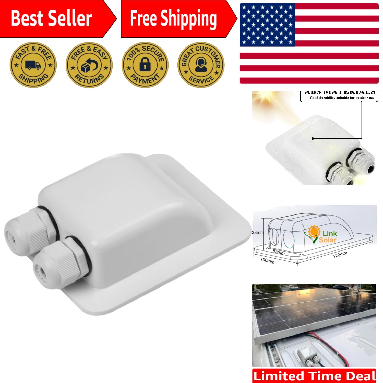 ABS Waterproof Cable Gland for All 2mm² to 6mm² Cables – Ideal for RV & Boats