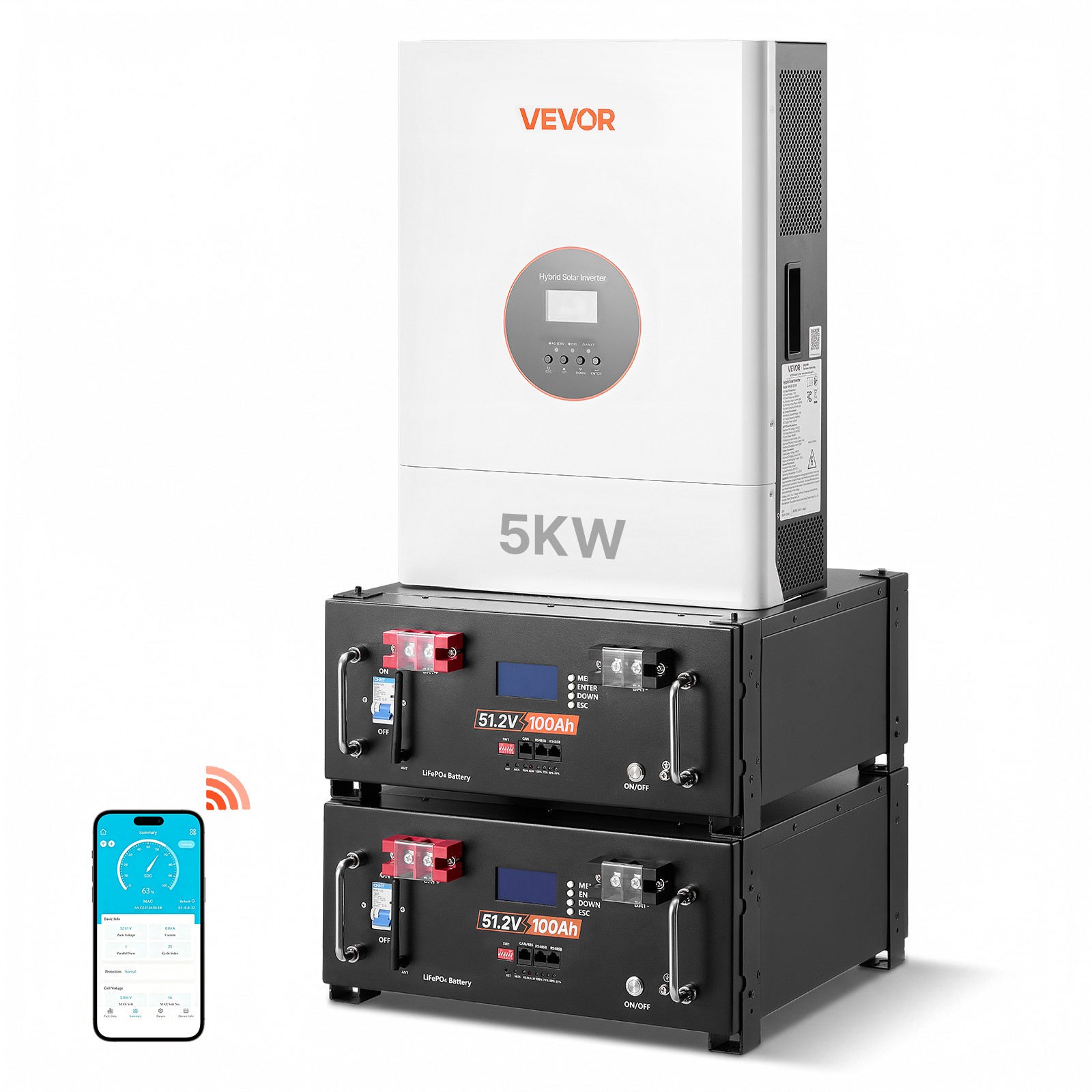 VEVOR Home Power Station Backup Power 5120Wh LiFePO4 Lithium AC 5000W Inverter