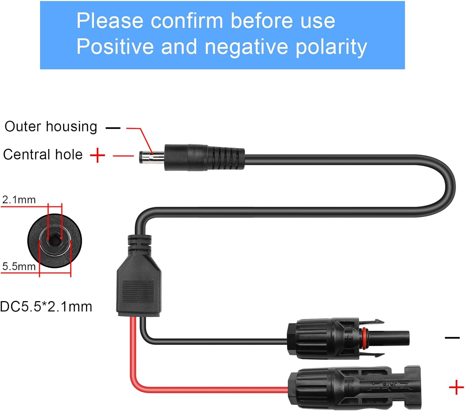 Solar Panel Connectors to DC 5.5X2.1Mm Extension Power Cable 14AWG Solar Panel C