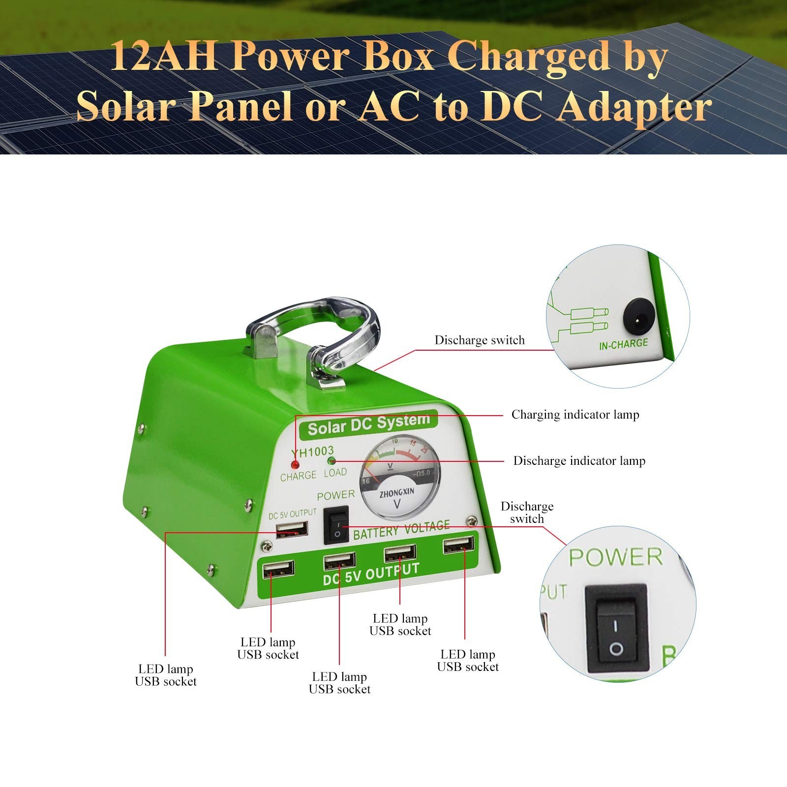 Solar Lights for Inside, 4 Bulbs Solar Shed Lights with On Off Switch, 30W So…