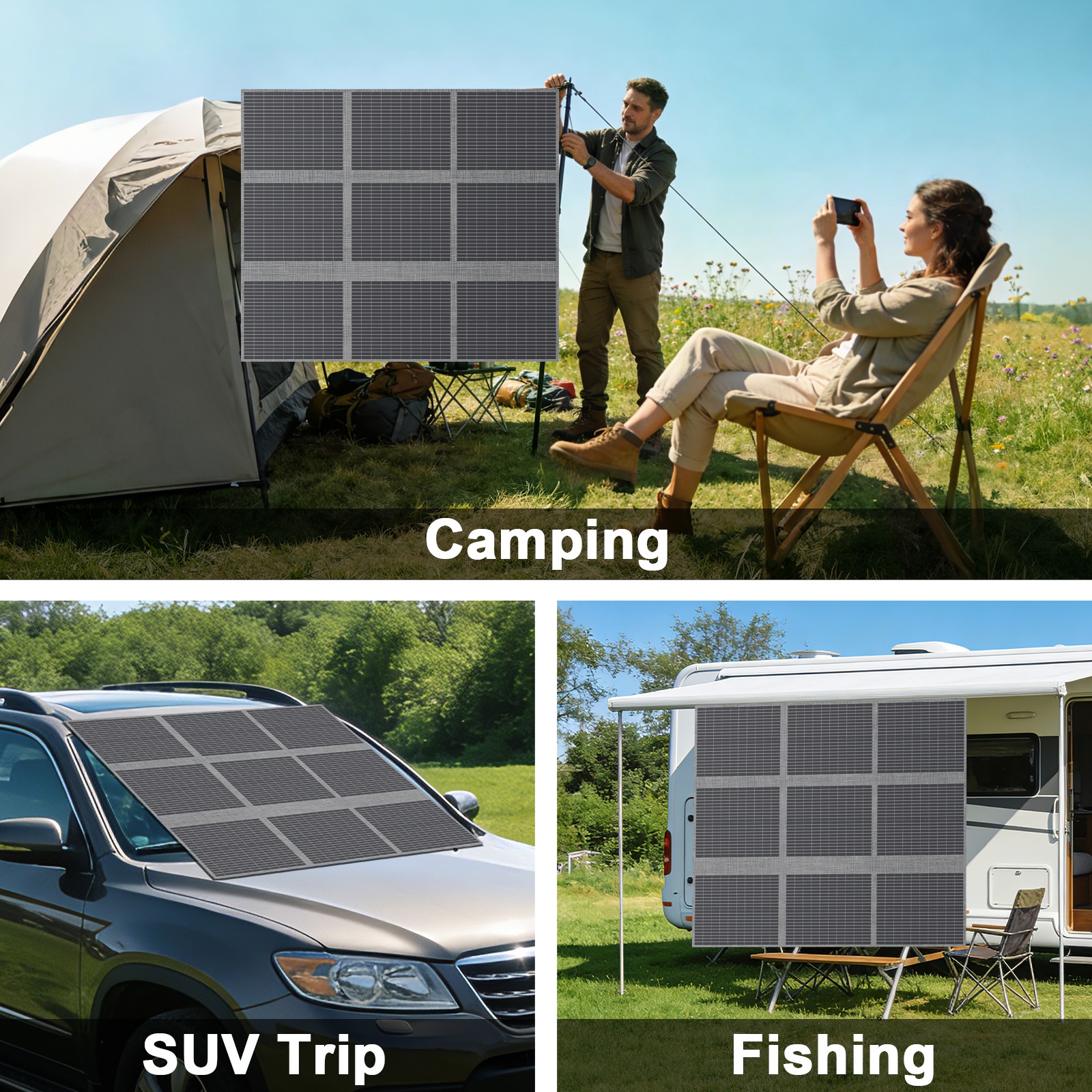 MHPOWOS 400W Solar Panel Blanket Portable Solar Suitcase Foldable Solar Panel