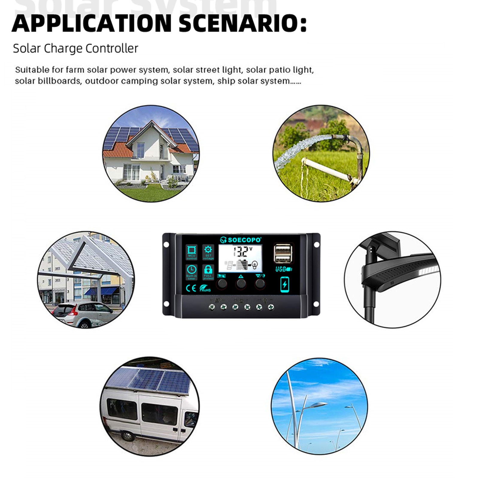 20000W Peak Solar System Kit 2pcs Flexible Panel DC12V/24V AC110V 220V Inverte