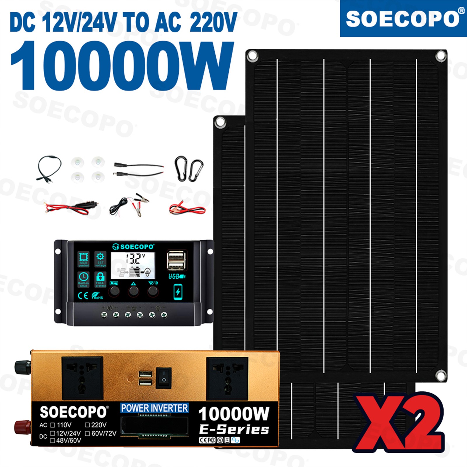 10000W Solar System Kit | 12V24V DC Input to 110V/220V AC Output