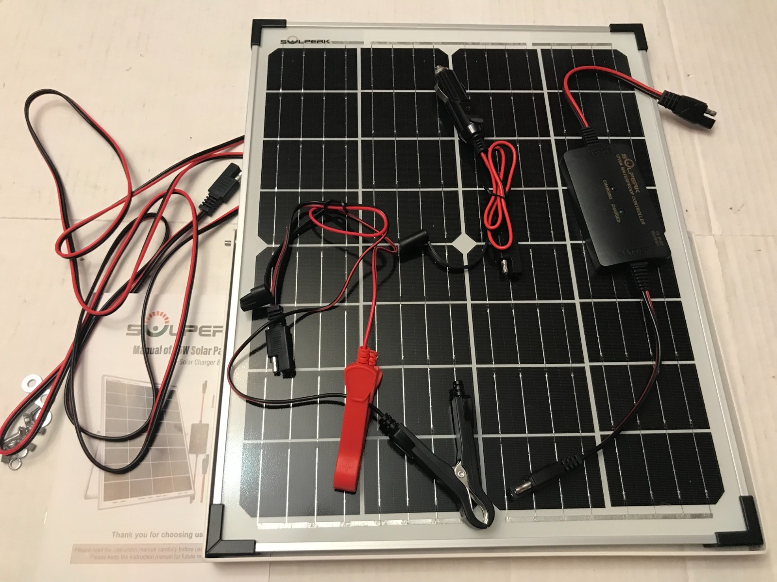 SOLPERK 25W 12V Solar Battery Charger, Waterpoof Solar Panel Kit