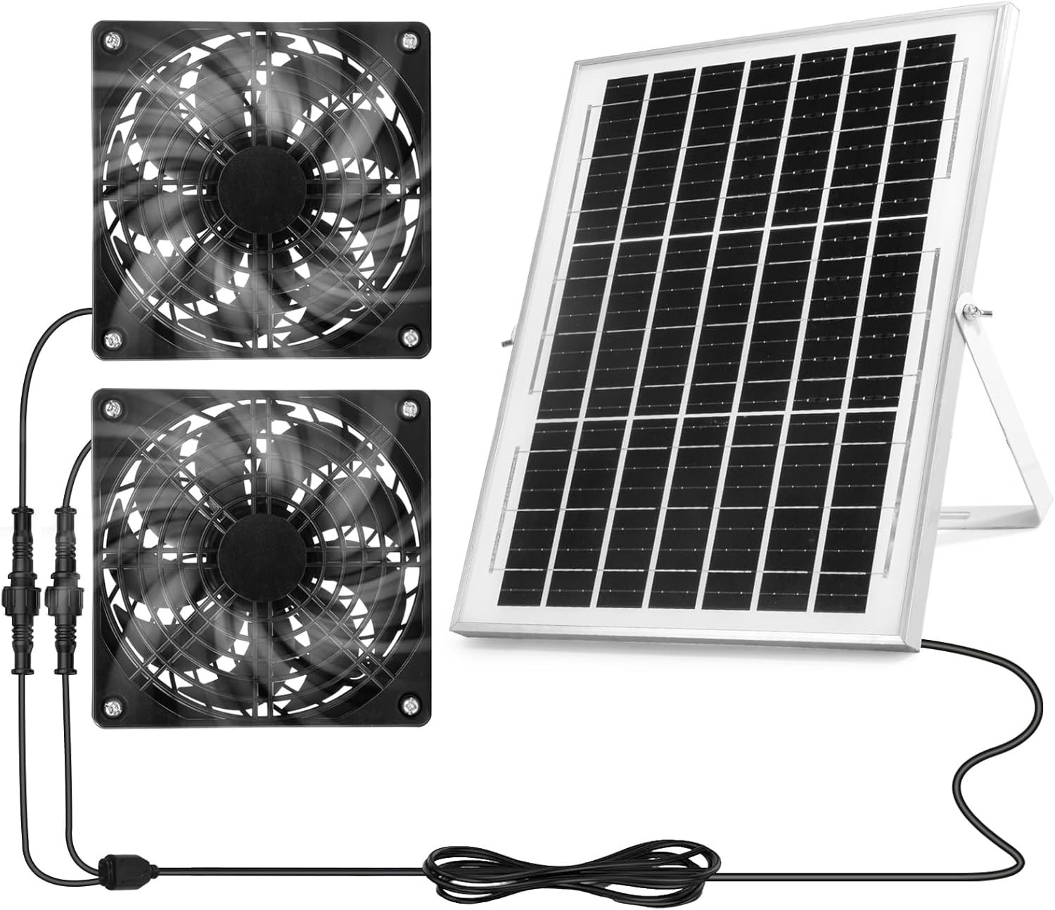 Versatile Solar Powered Dual Fan Kit for Outdoor Spaces – Easy to Install