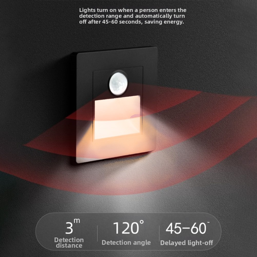 Indoor Motion Sensor LED Stair Light Recessed Wall Light for Safe Stair Use