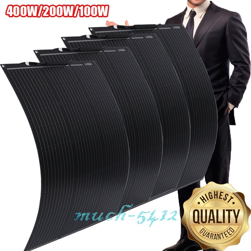 100W 200W 400W Flexible Solar Panel N-Type Mono 18V Roof RV Off Grid Battery