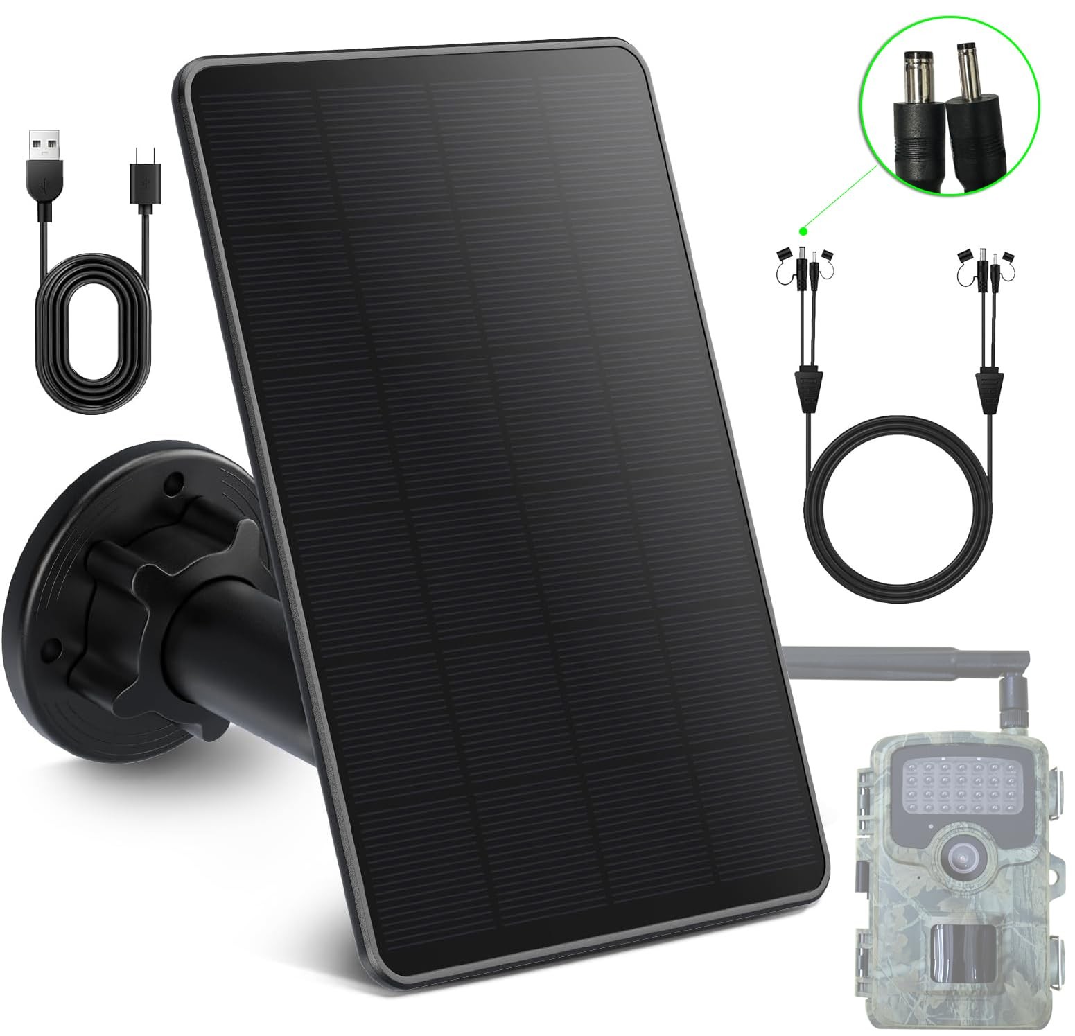 Trail Camera Solar Panel, Mini Solar Battery Charger DC 12V/1A 6V/1.5A & USBC…