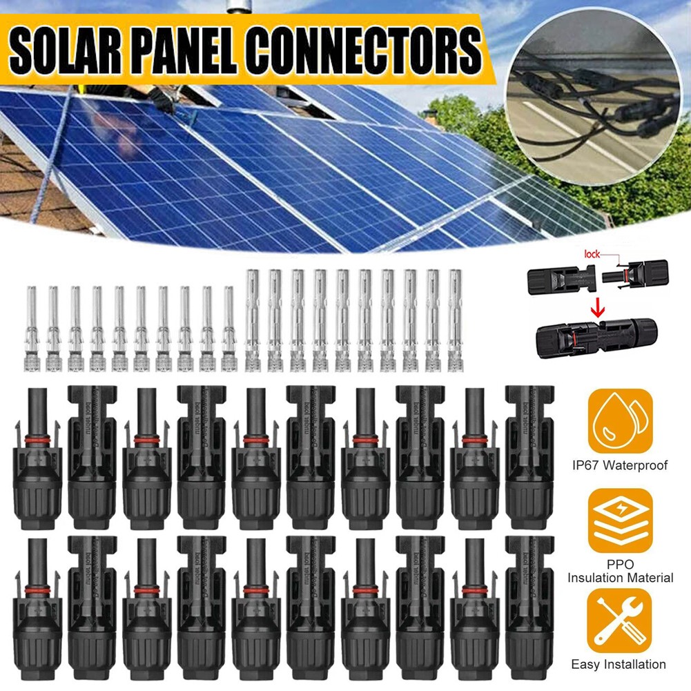 10 Pair Male & Female Wire Cable Connector Solar Panel 30A Waterproof Connectors