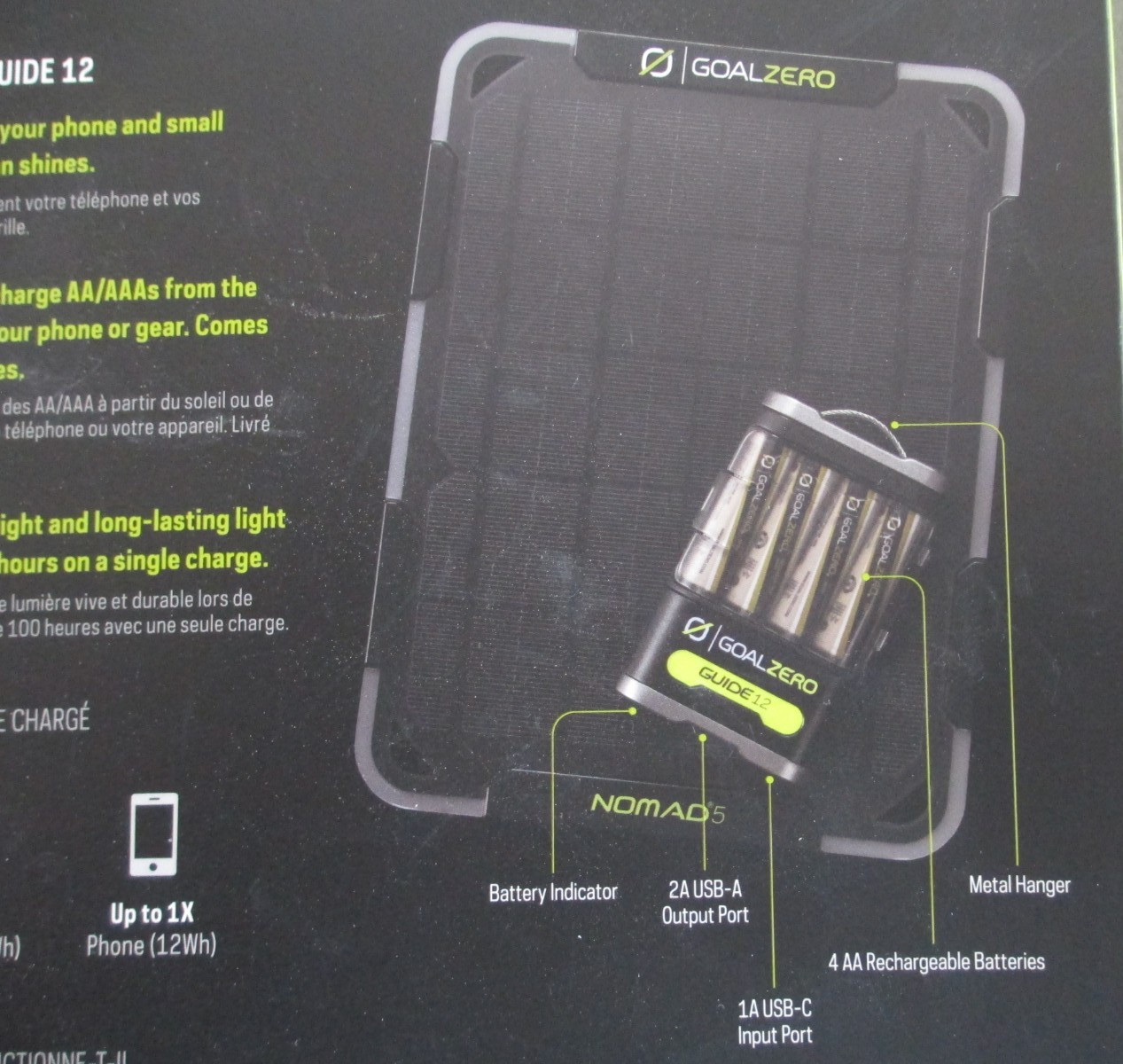 Goal Zero Power Bank + Solar Panel Nomad 5+Guide 12 with Flip 12