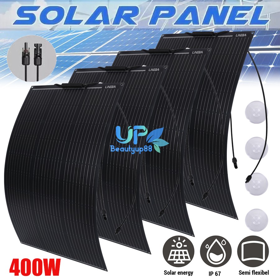 400W Portable Flexible Solar Panel IP68 for RV Camping Home Off-Grid Rooftop
