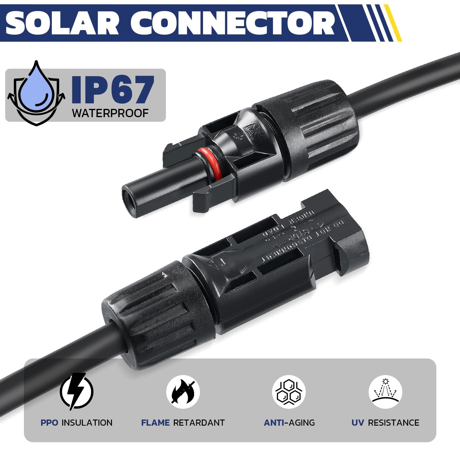 haisstronica 25PCS Solar Crimping Tool Kit, 20 Pairs MC4 Connectors AWG14-10(2.5