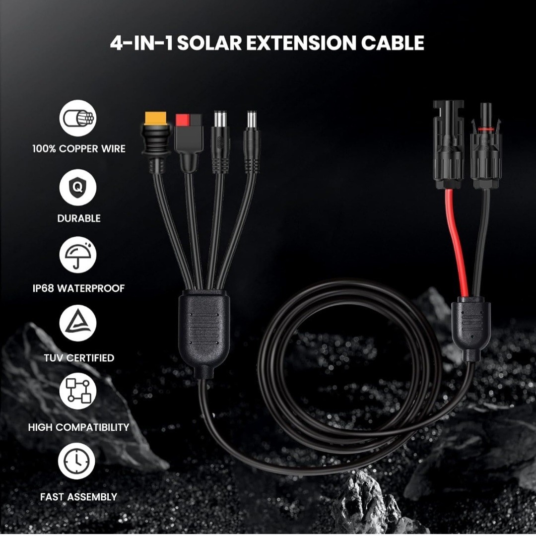 4IN1 Solar Connector Splitter Cable 45A Connector XT60 DC 8mm 5.5mm Adapter