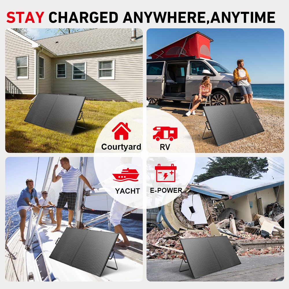 100W Portable N-Type Black Solar Panel Kit Plug and Play Emergency Power Supply