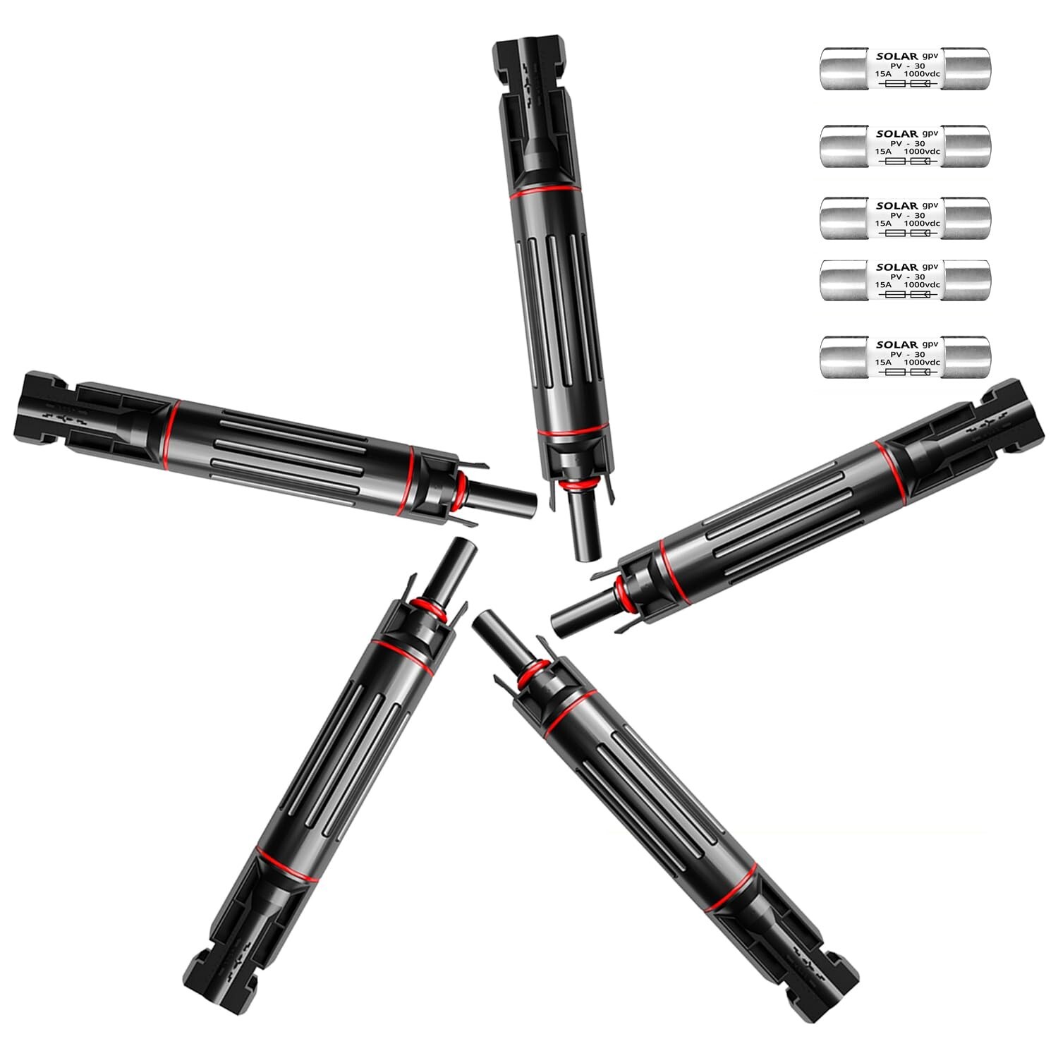 SET of 4 – Waterproof in-Line Fuse Holder w/Fuse 1000V 15A for Solar Panel
